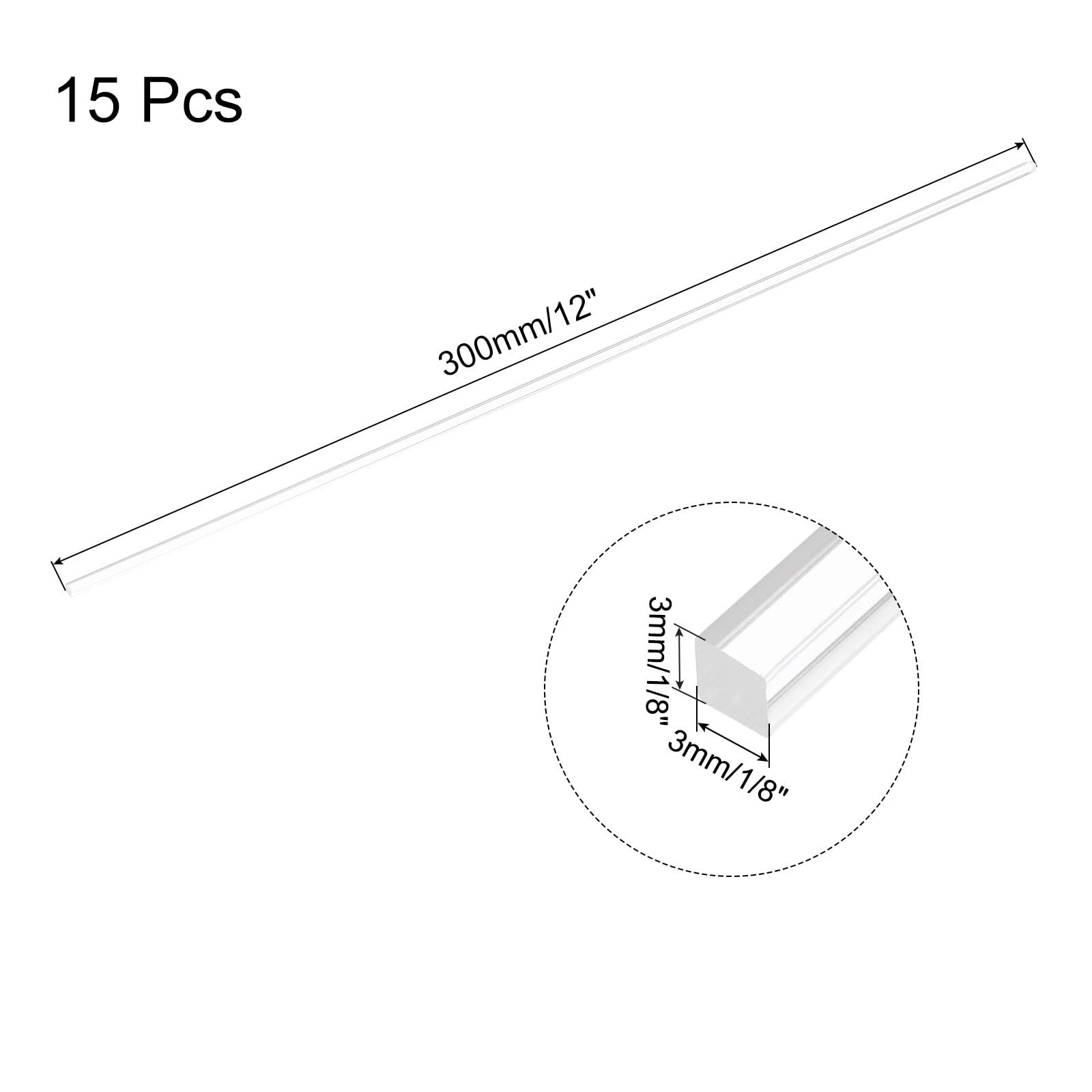 15 PCS Acrylic Square Rods 3mm x 300mm Clear Dowel Sticks DIY Crafts