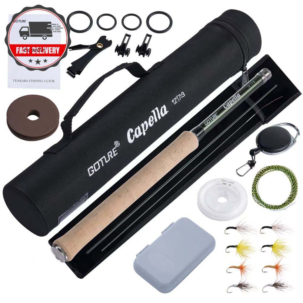 Tenkara Fly Fishing Rod Combo 3.6M Ultralight Carbon Fiber Rod with Line Clip