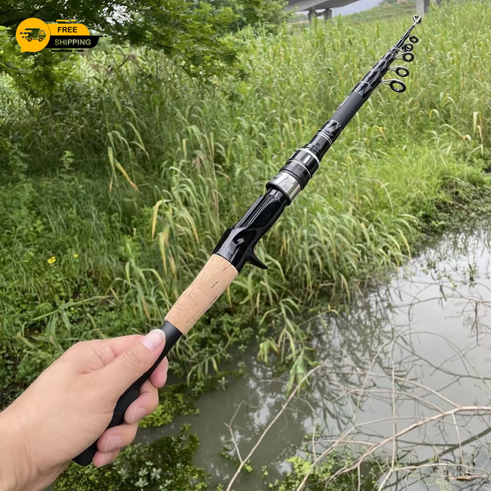 Lightweight Baitcasting Fishing Rod Telescopic 8g-25g Carbon Wooden Handle