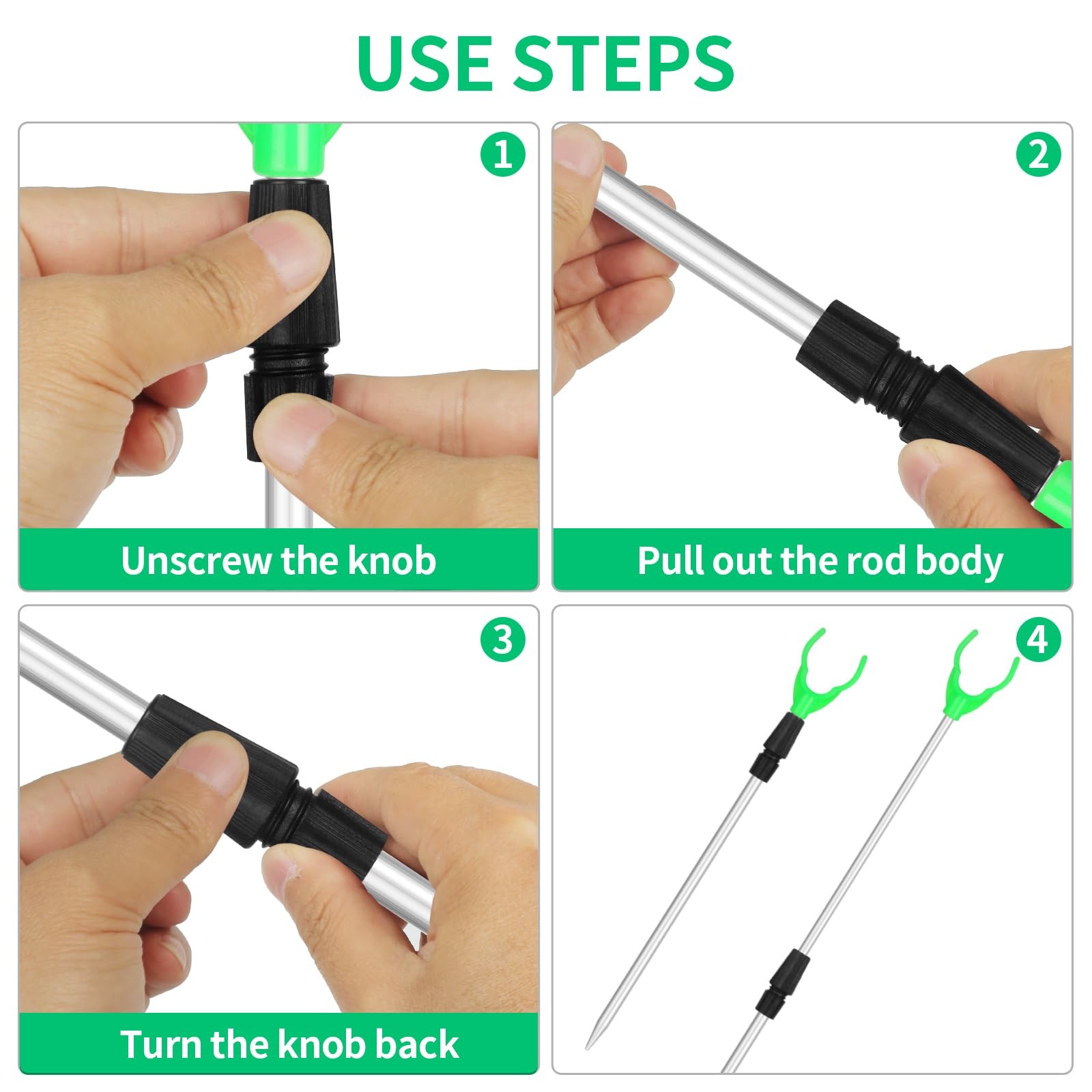 Fishing Rod Holder for Ground: 6pcs Extendable One Size, Green Fork