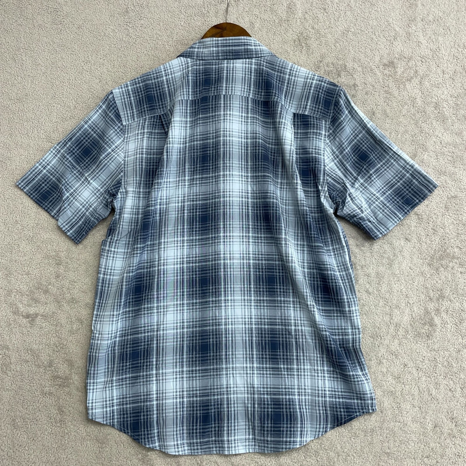 Orvis Men’s S Short Sleeve Plaid Button Up Shirt Outdoor Blue N0747
