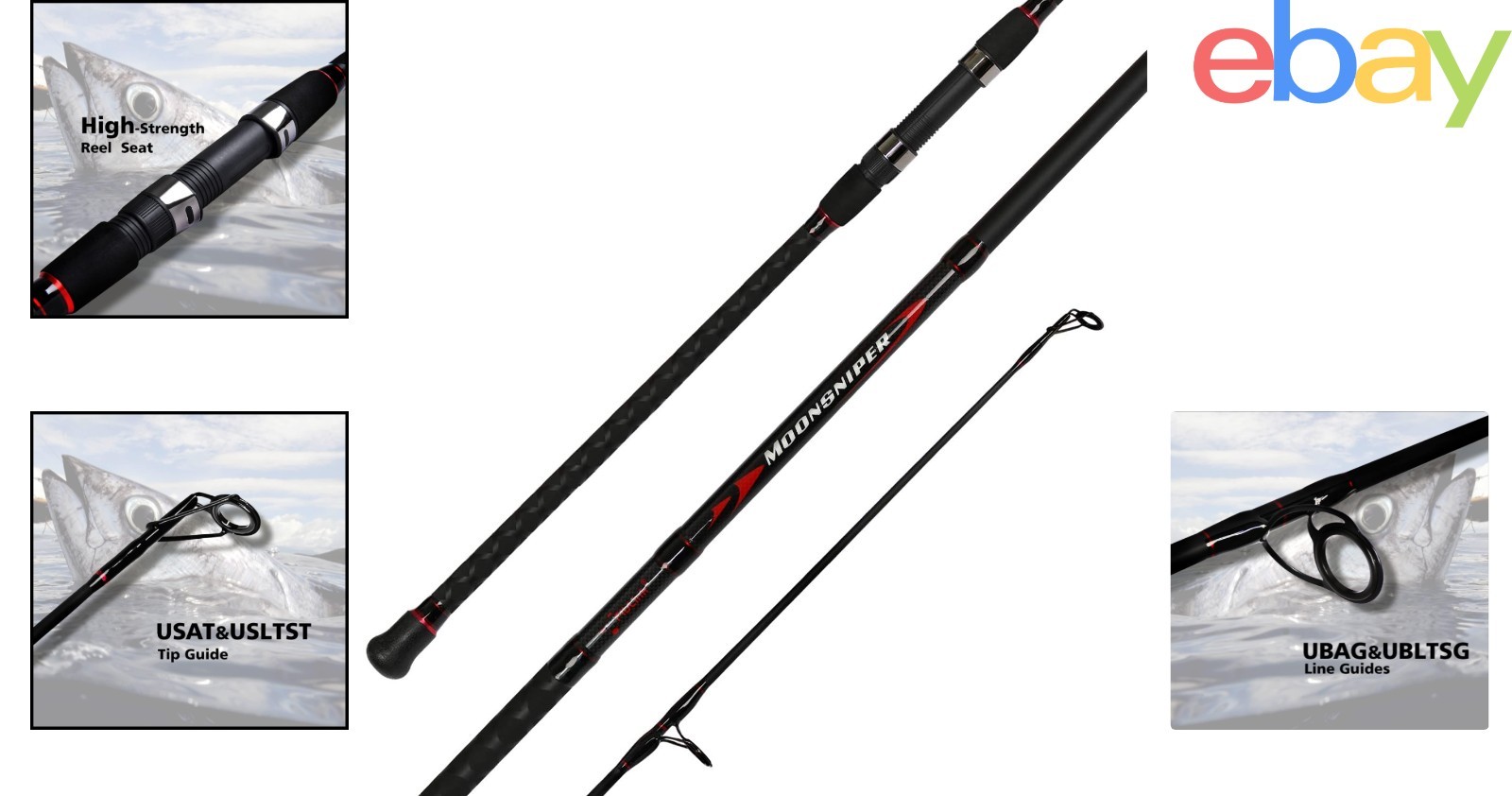 High-Sensitivity Surf Spinning Rod, Carbon Fiber Construction for Surfcasting