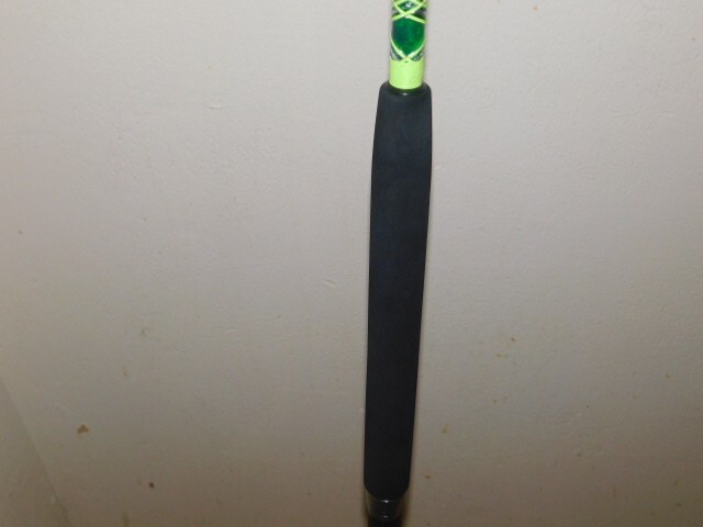 CUSTOM SPINNING ROD GREEN LIME SPARKLE MARBLE 15-30 LB 7′ NEW
