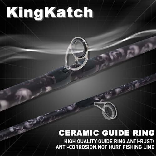 6’6″ Fiberglass Casting Rod, 2-Piece Skull Design, Durable & Sensitive with