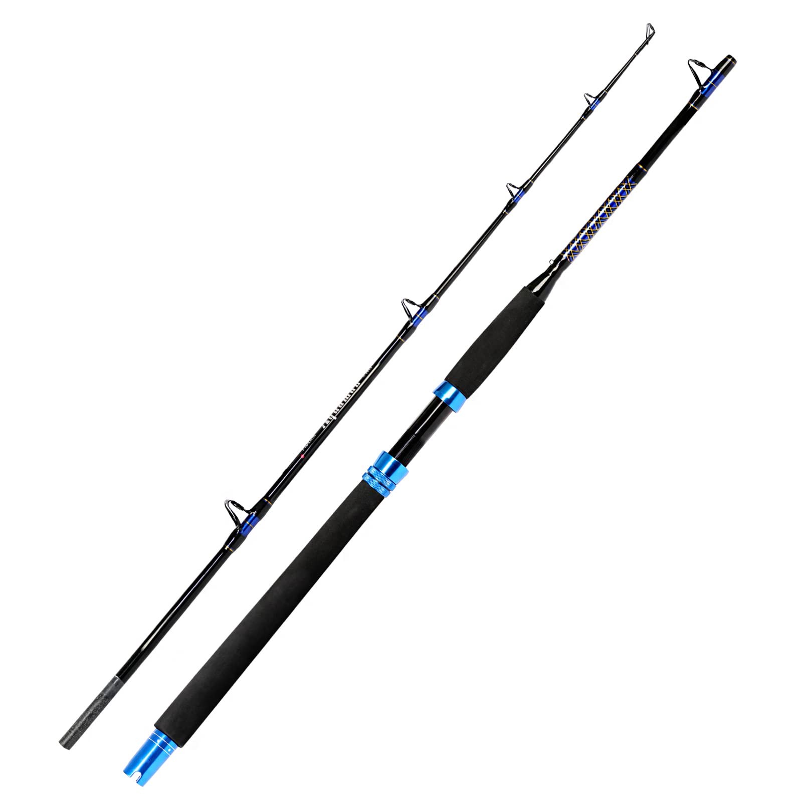Fiblink 1-Piece Conventional Boat Rod Saltwater Offshore 6′ – 30-50lb, Black