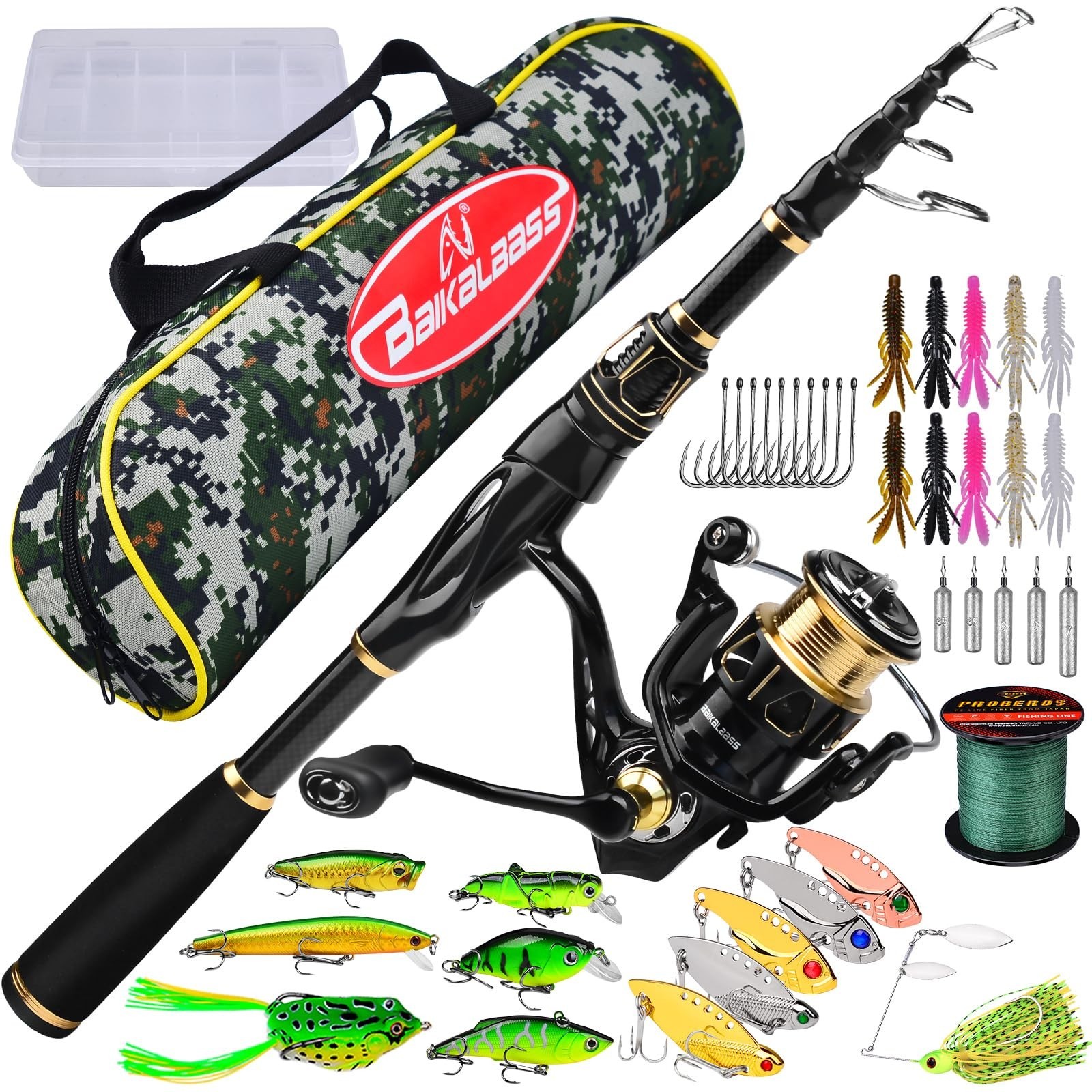 Fishing Rod and Reel Combo – Carbon Fiber Telescopic Fishing Pole with 2000 S…