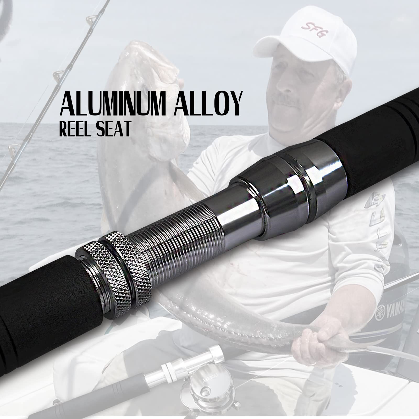 Offshore Trolling Fishing Rod 2-Piece 7’6″ 30-50lb Big Game Roller Pole