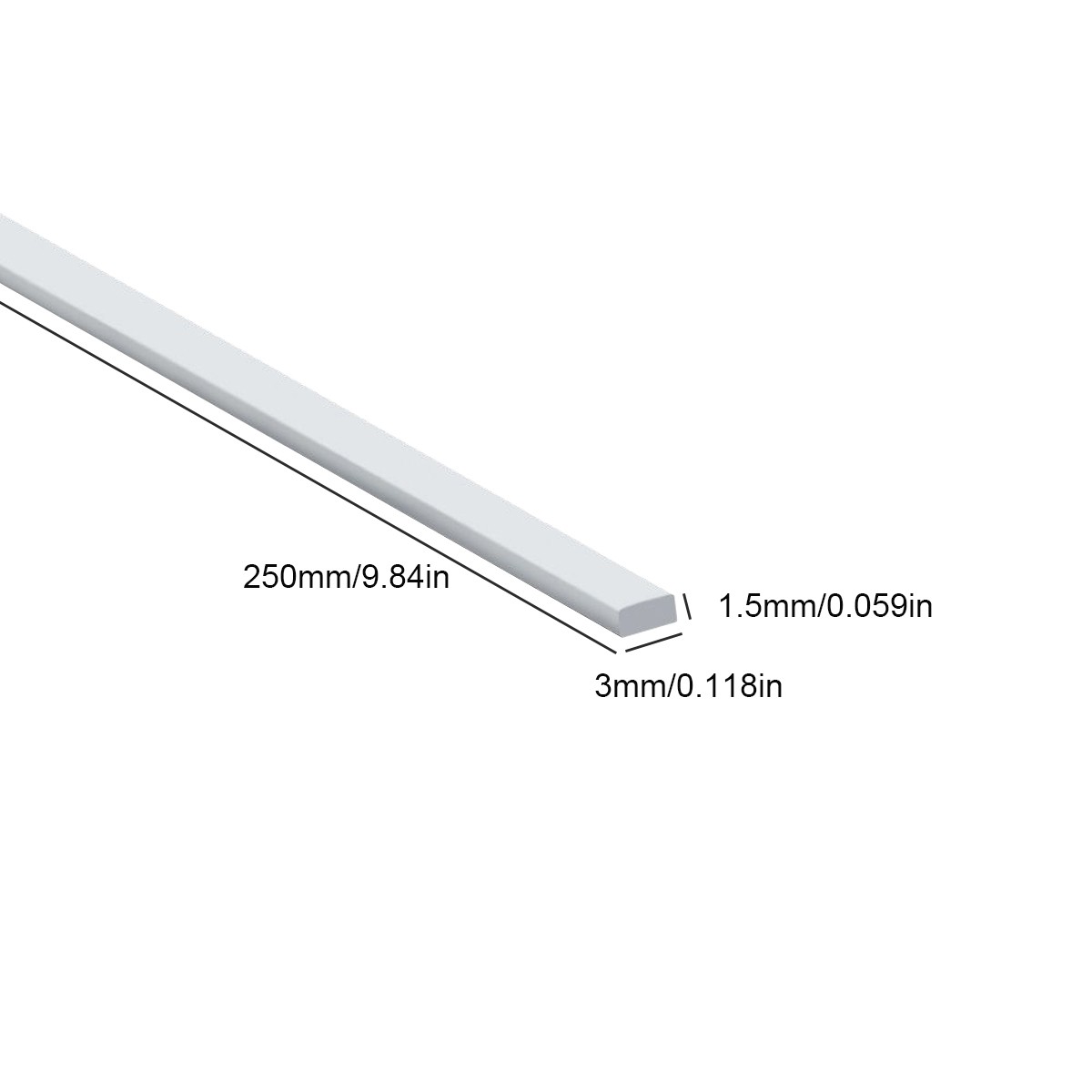 250mm ABS Flat Bar Rods Solids Plastic Sheet Strip – DIY Toys, Model Making ﻿