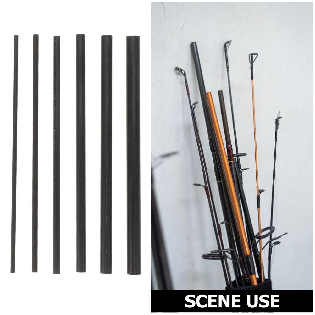 6Pcs Carbon Fiber Rod Repair Kit Durable Fishing Pole Sticks for Outdoors Black