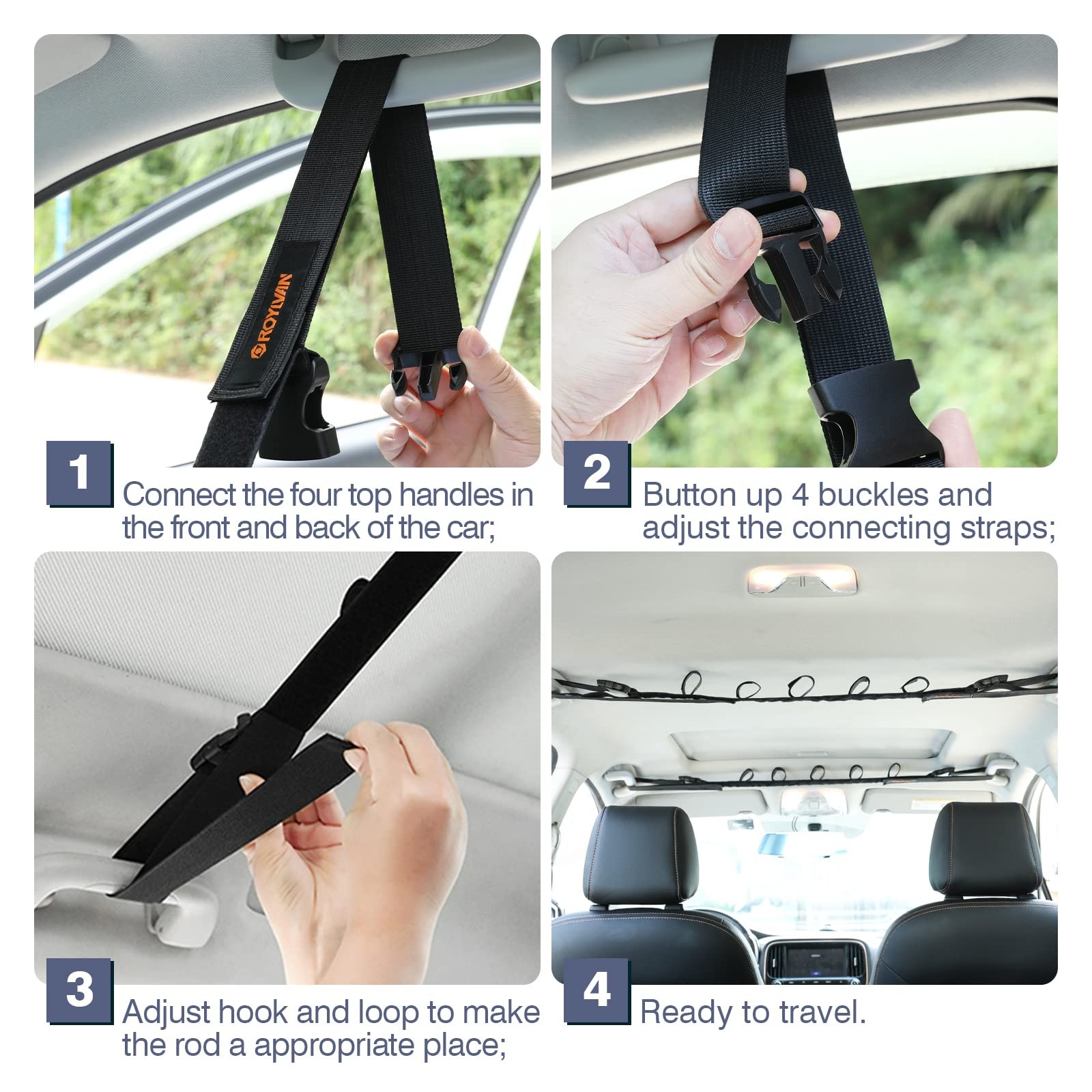 Roylvan 2 Pack Vehicle Fishing Rod Holder – Pole Car 3.8x240cm, Black