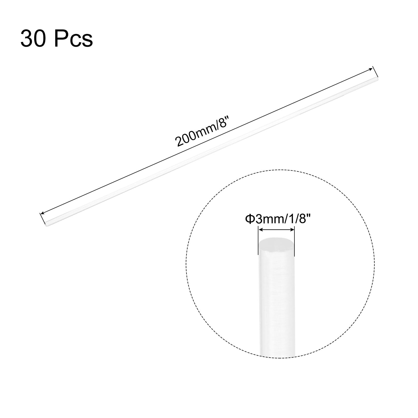 30pcs Acrylic Round Rods 1/8″ x 8″ Clear Acrylic Dowel Rods Sticks Acrylic Pl…