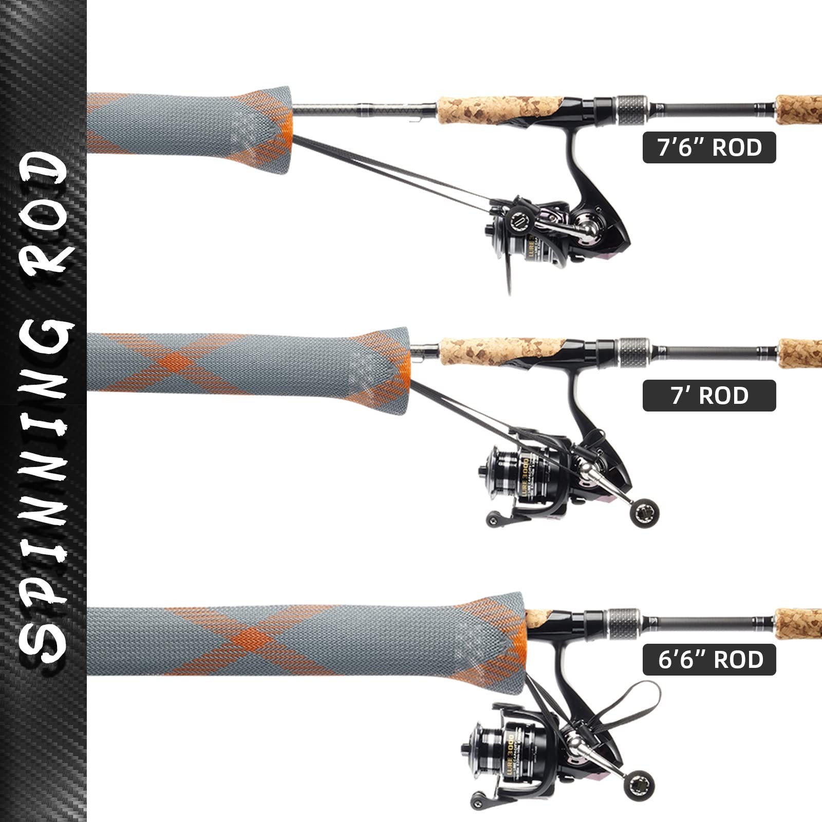 SF Standard Casting Fit Rod 6-1/2 FT to 7-1/2 FT, Gray-orange-2pcs