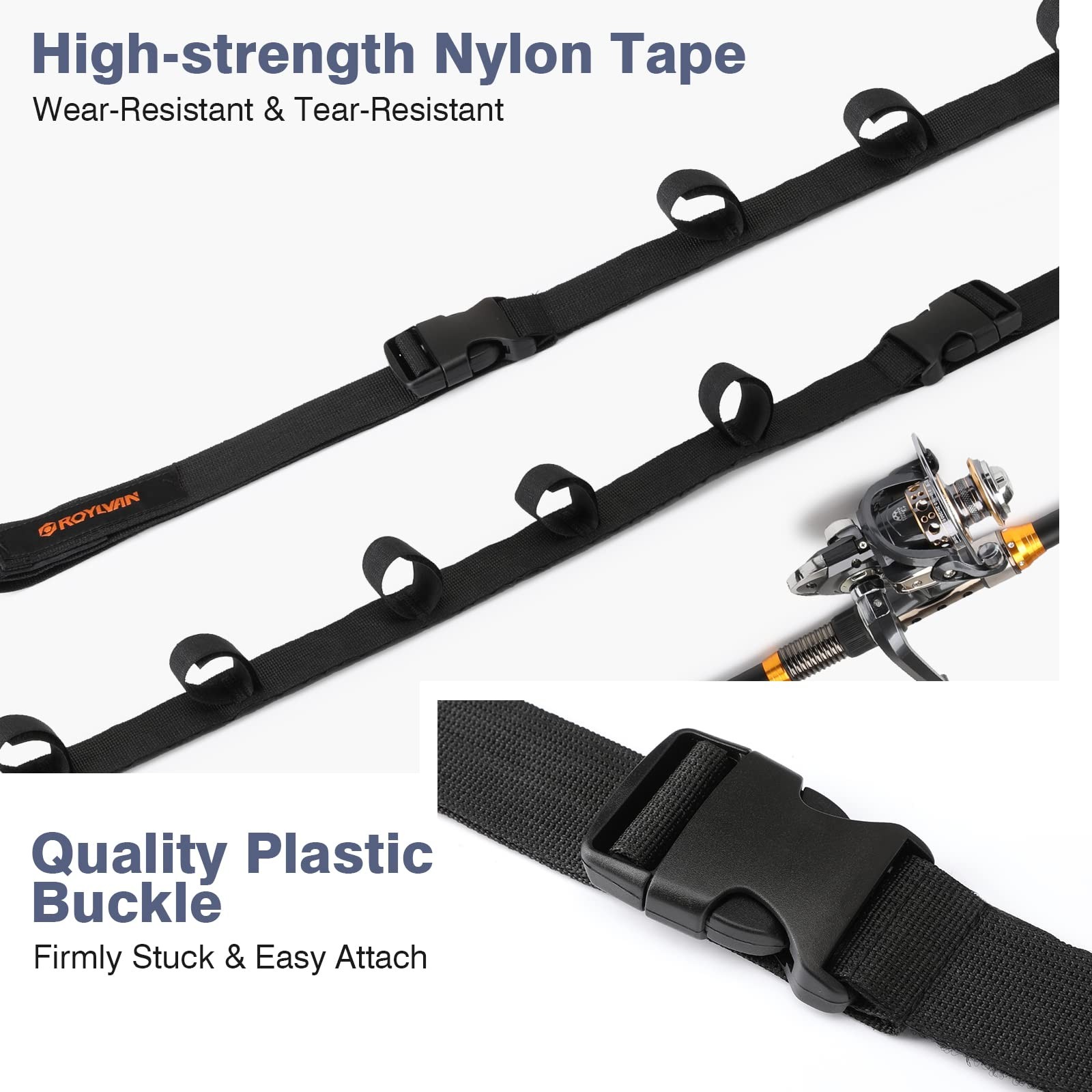 Roylvan 2 Pack Vehicle Fishing Rod Holder – Pole Car 3.8x240cm, Black