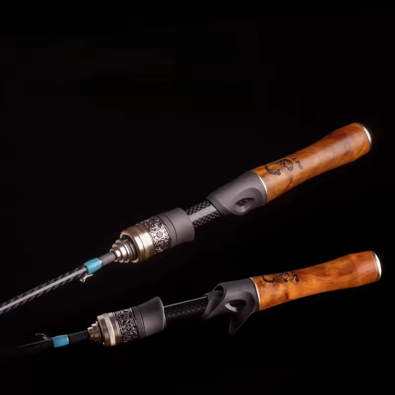 Ultralight Carbon Fiber Fishing Rod Fast Action Trout Lure Pole Wood Handle