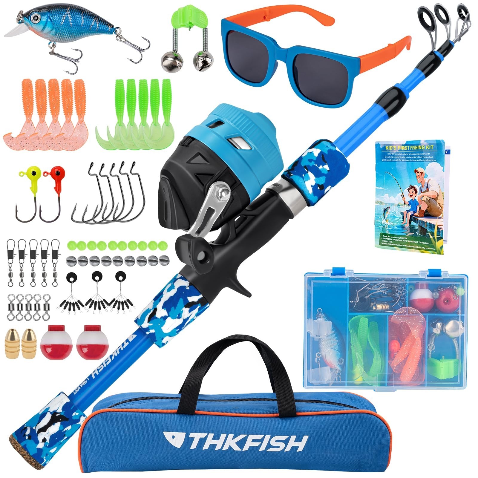 Kids Fishing Pole Set, Telescopic Fishing Rod Reel Combo Kids Starter Kit wit…