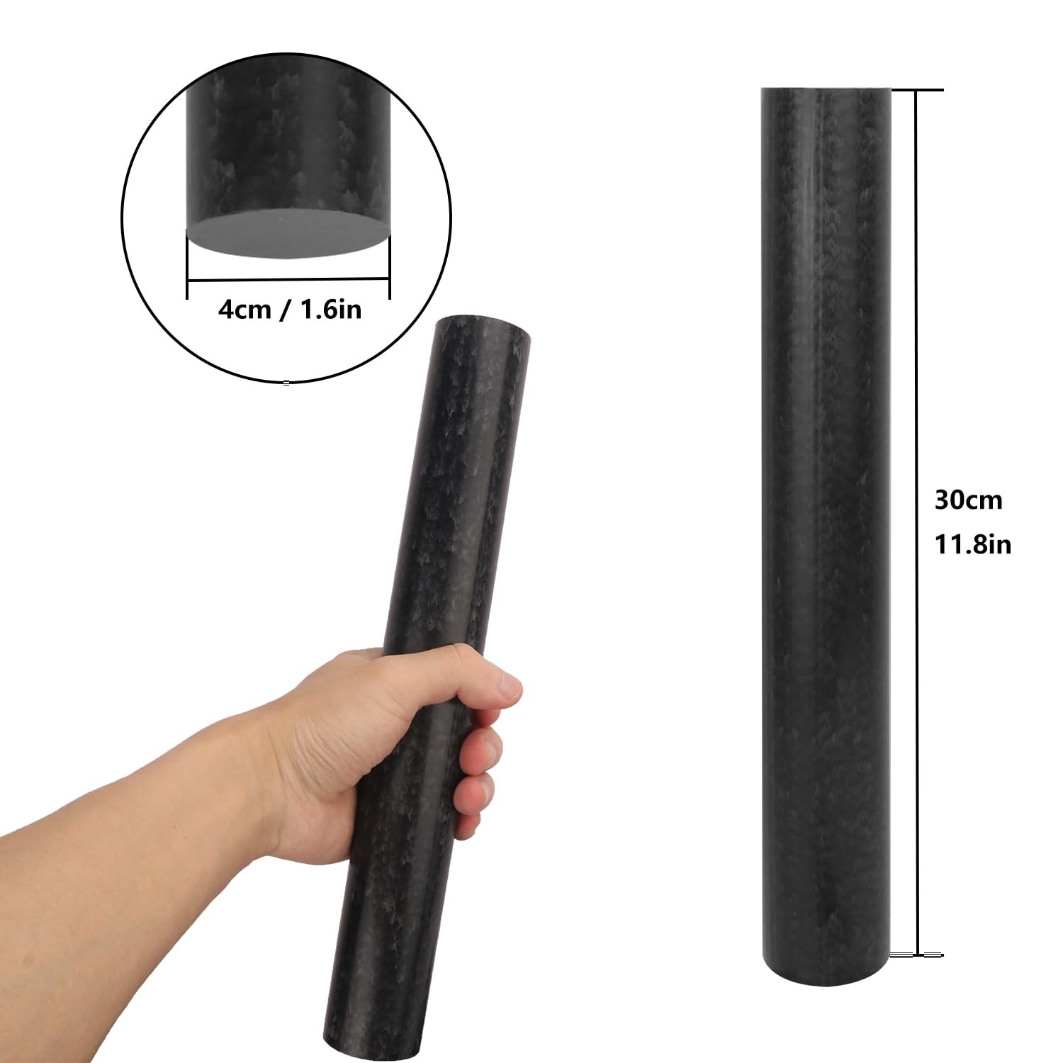 4 PCS Acetal Copolymer Rods 1.57 Inch Diameter 12 Inch Length Black Stock