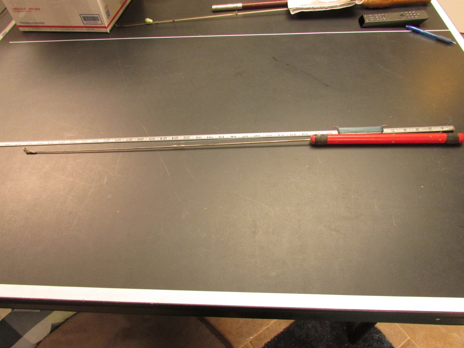 Antique Wood Handle Ice Fishing Rod Target Tackle Bay City, Michigan medal rod