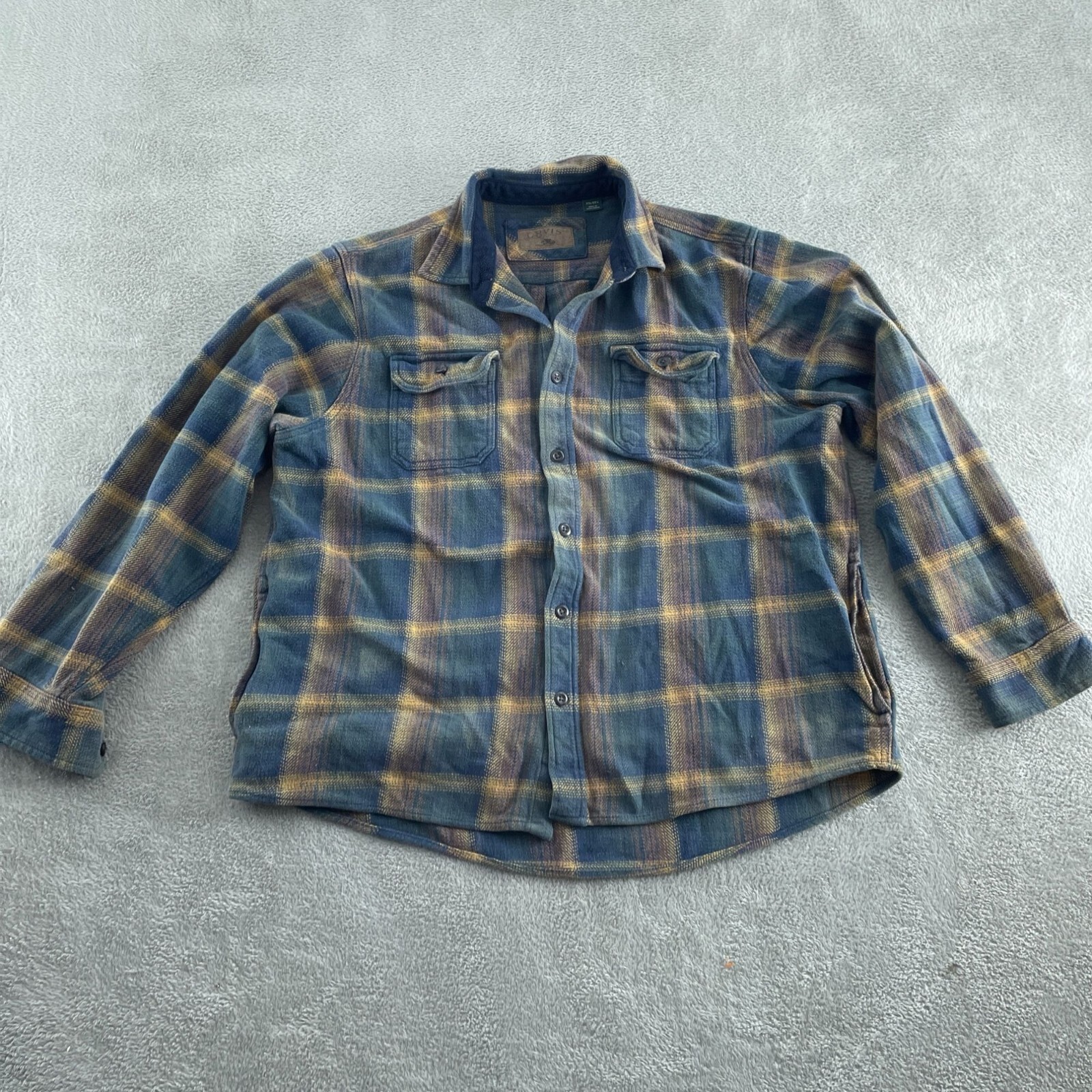 Orvis Mens Shacket XXL Plaid Flannel Shirt pockets 2904