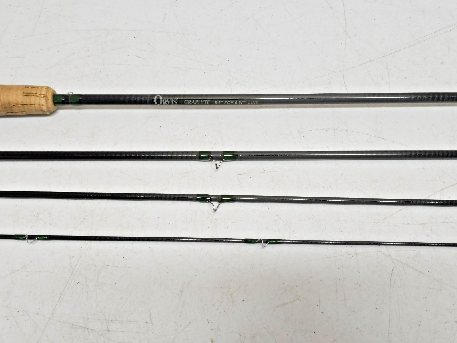 Orvis Graphite Fly Fishing Rod 8’6″ 6wt 4-Piece, green, gray