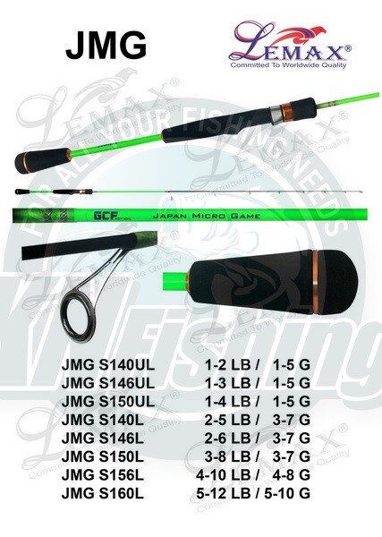 LEMAX XZOGA JAPAN MICRO GAME JMG-S160L Spinning Fishing Rod Sea Freshwater 5-10g