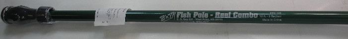 B & M FPC123 12 Ft Fish Pole Reel Combo 3 Sections