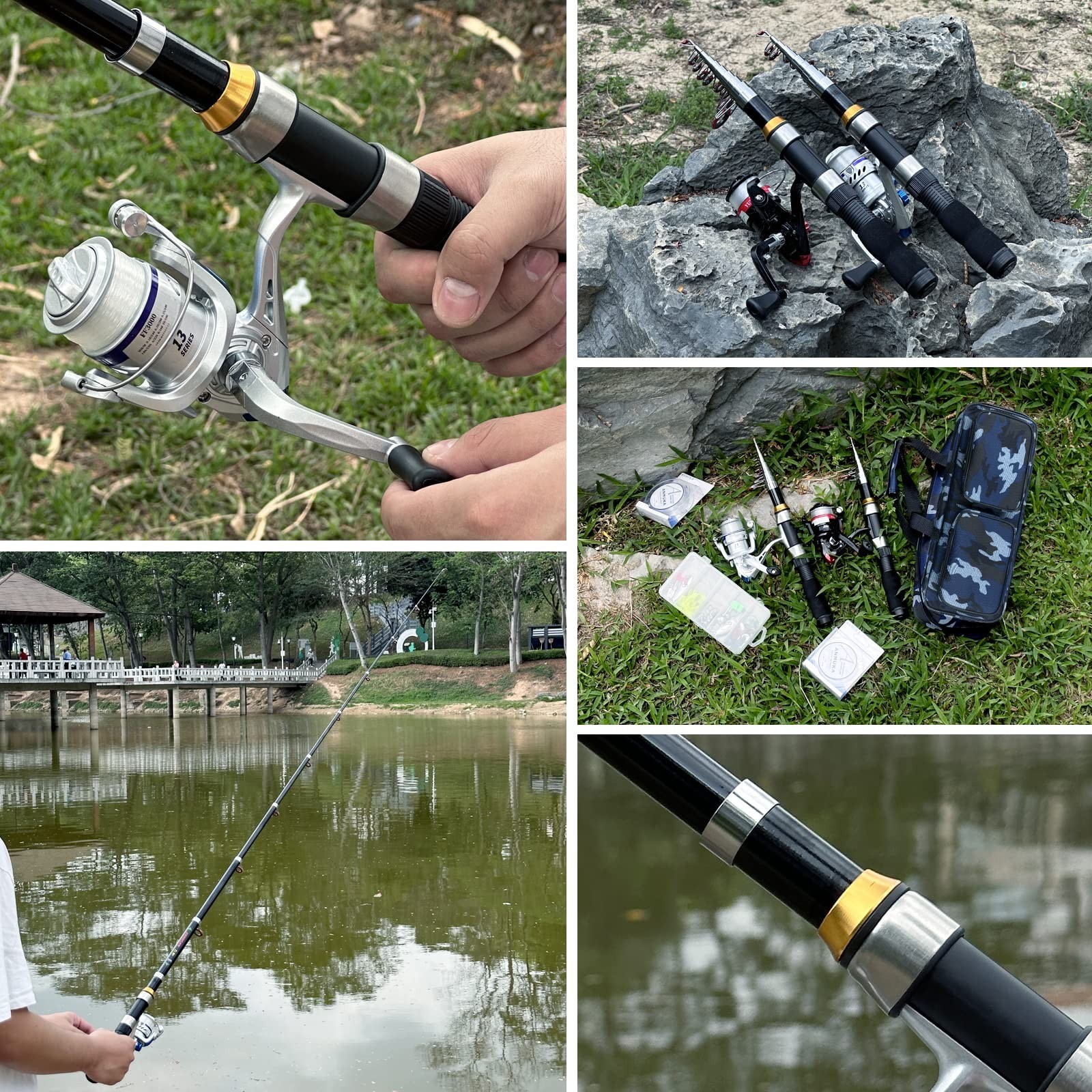 Telescopic Fishing Rod Reel Combo 2PCS 6.89FT Collapsible Fishing Pole Spinni…