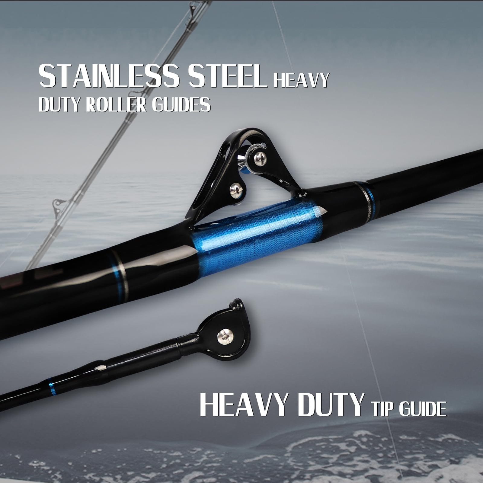 Fiblink Fishing Trolling Rod 1 Piece Saltwater Offshore Heavy Roller Rod Big Gam
