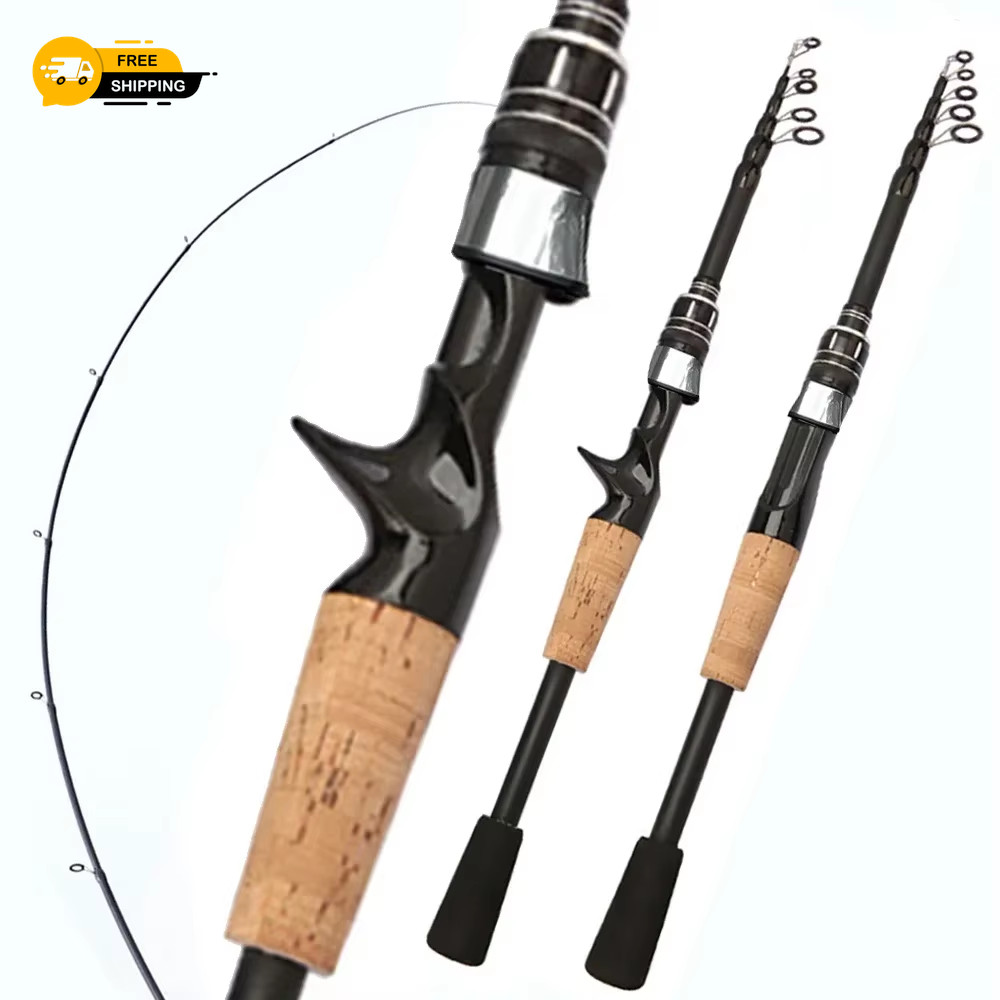 Lightweight Baitcasting Fishing Rod Telescopic 8g-25g Carbon Wooden Handle