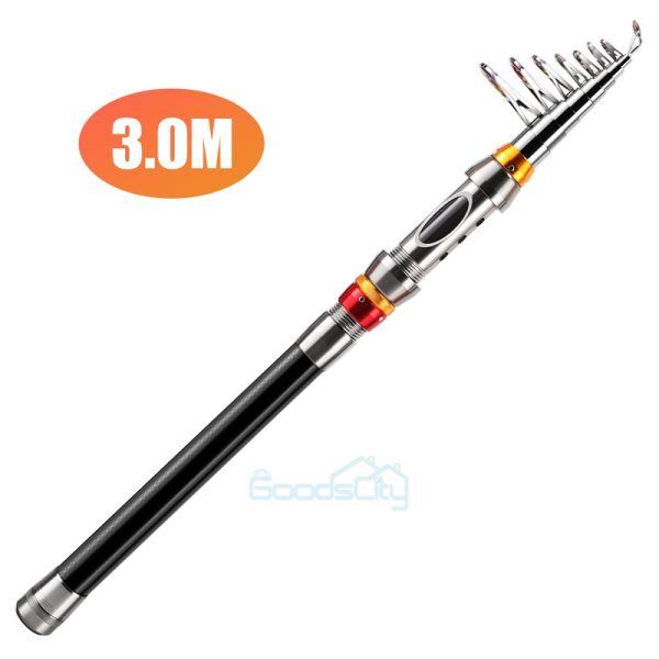 Fishing Pole Spinning Rod Carbon Fiber Telescopic Portable Saltwater Freshwater