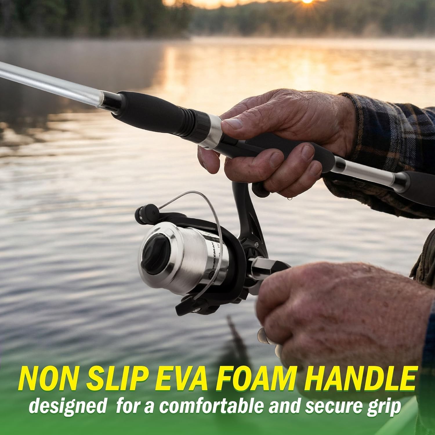 Fiberglass Collapsible Spinning Fishing Rod 78-Inch Silver Metallic Rods for