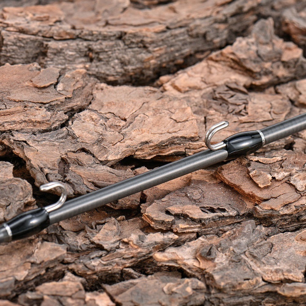 Wooden Grip Ice Fishing Rod Two Section Carbon 50cm Telescopic With Line Buckle