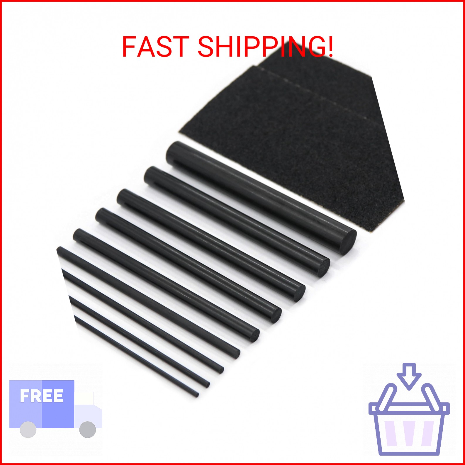FishTrip Fishing Rod Repair Kit Complete,10pcs Carbon Fiber Sticks with 5pcs San
