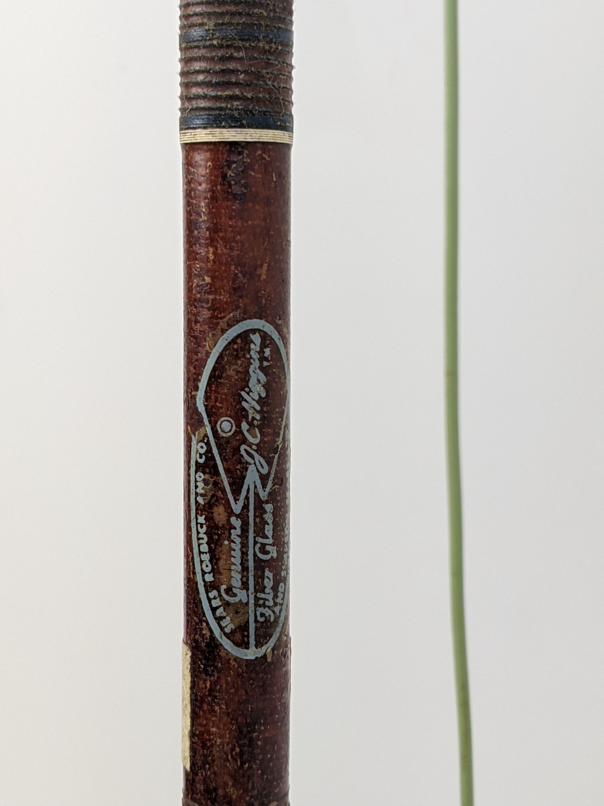 VTG Sears Roebuck JC Higgins 2pc Fiber Glass Fishing Pole Rod & Union Reel