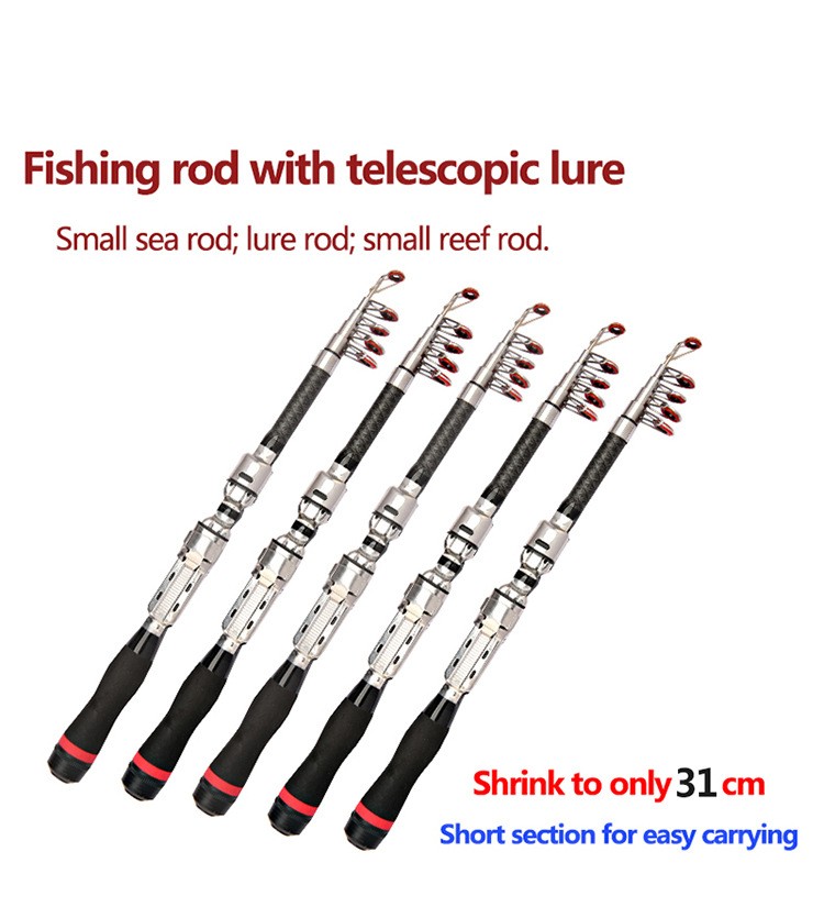 1.0m-2.3m Super Short Telescopic Fishing Rod Portable Lightweight Fishing Rod