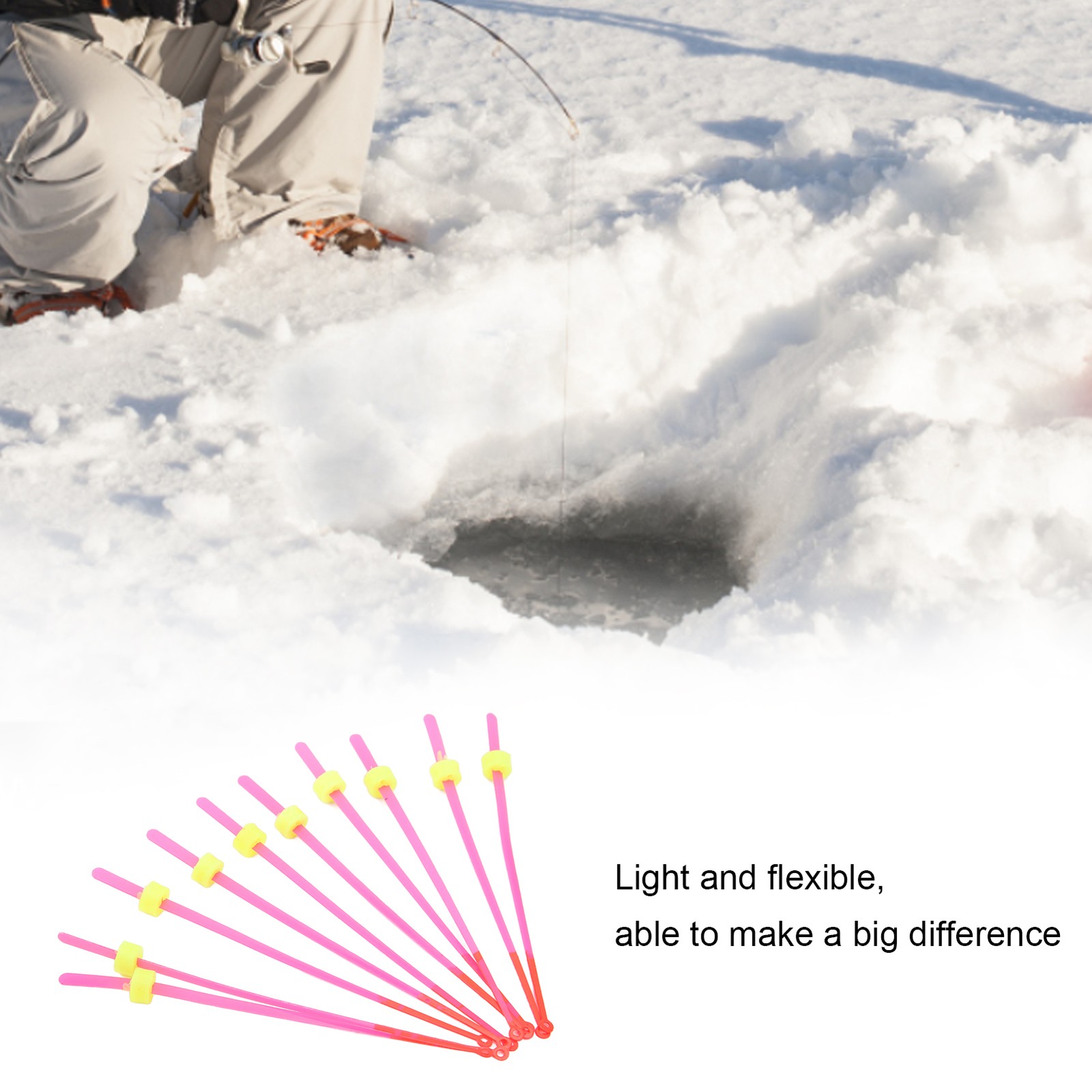 10-Pack Ice Fishing Rod Tip ABS Mini Top Section Pole Extension 12cm