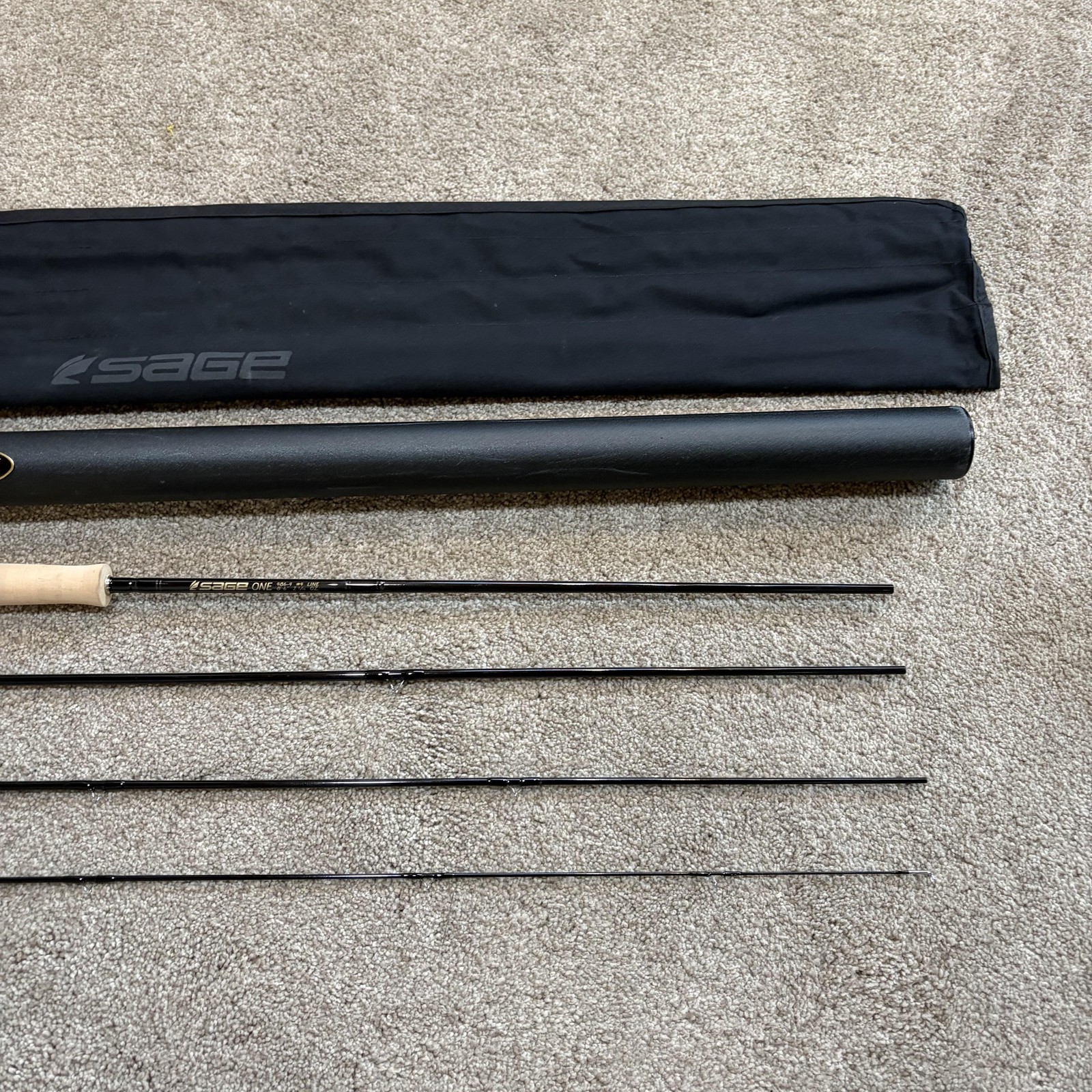 Sage ONE 486-4 Fly Rod 8’6 4wt 4 Piece Black Konnetic Graphite Tube Sock