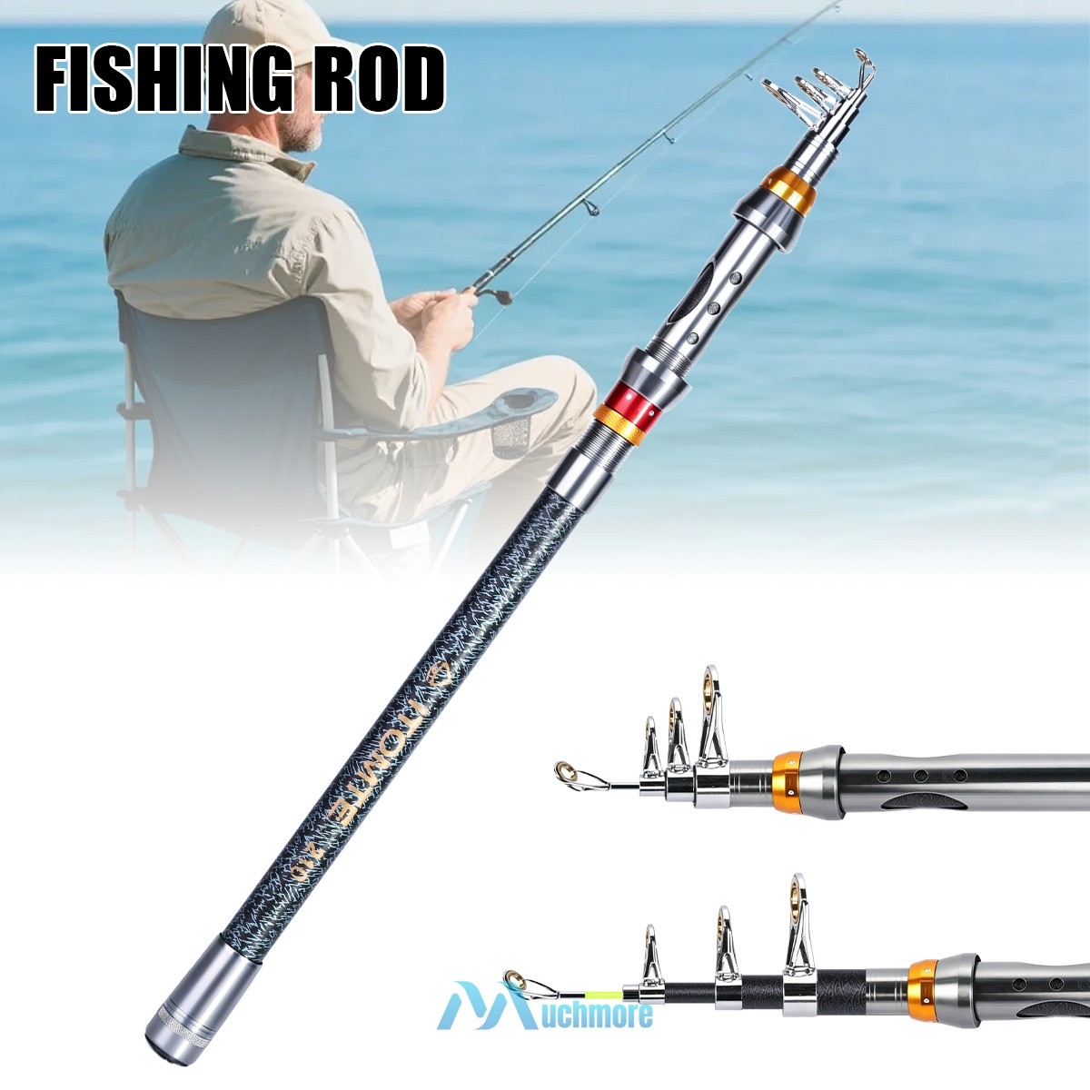 Heavy Duty Telescopic Fishing Rod Pole Sea Saltwater Freshwater 2.1m-3.6m