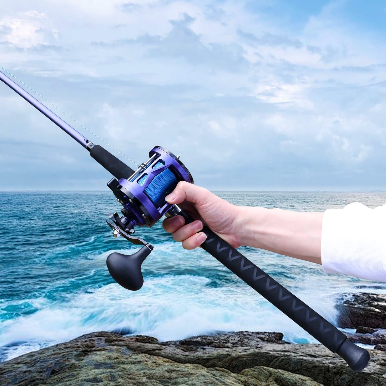 Spinning Rods Strong Carbon Glass Composite Fishing Pole W/ Stainless Steel Line