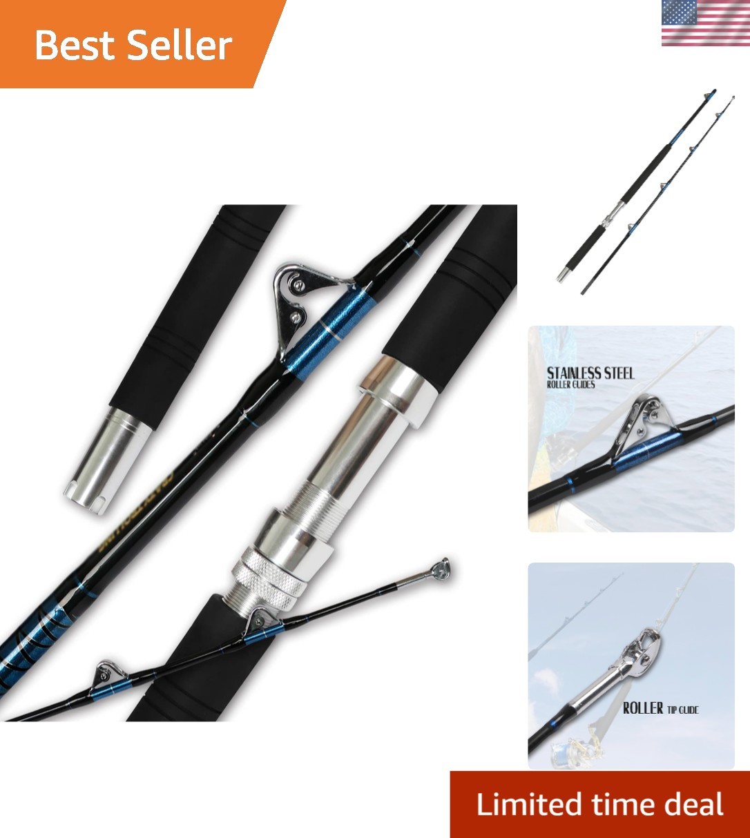 Saltwater Offshore Fishing Rod 6ft – Durable Heavy Power with Roller Guides