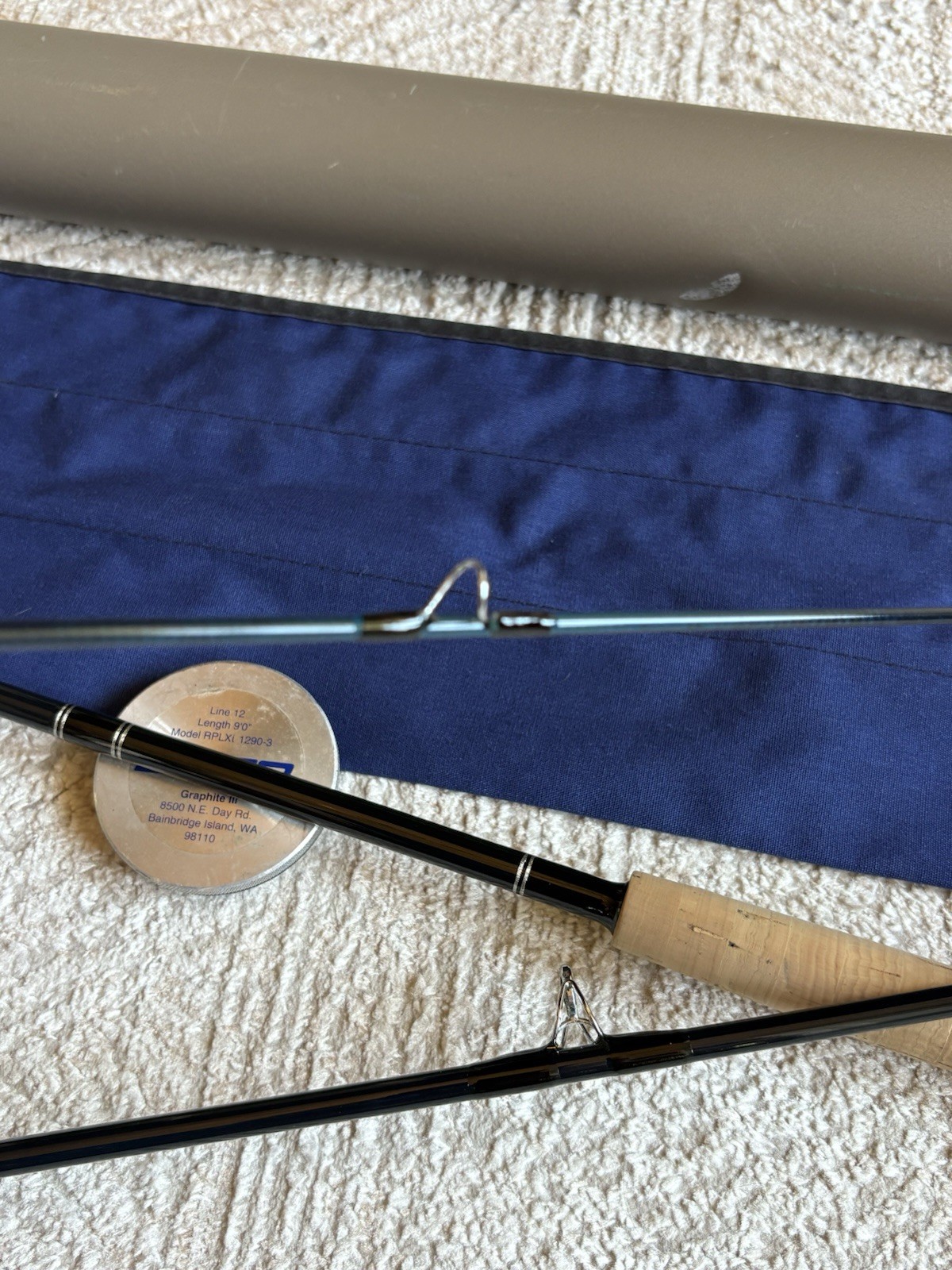 Sage RPLXi 1290-3 Graphite III Fly Rod 9’ 12wt 3pc w Tube Sock USA