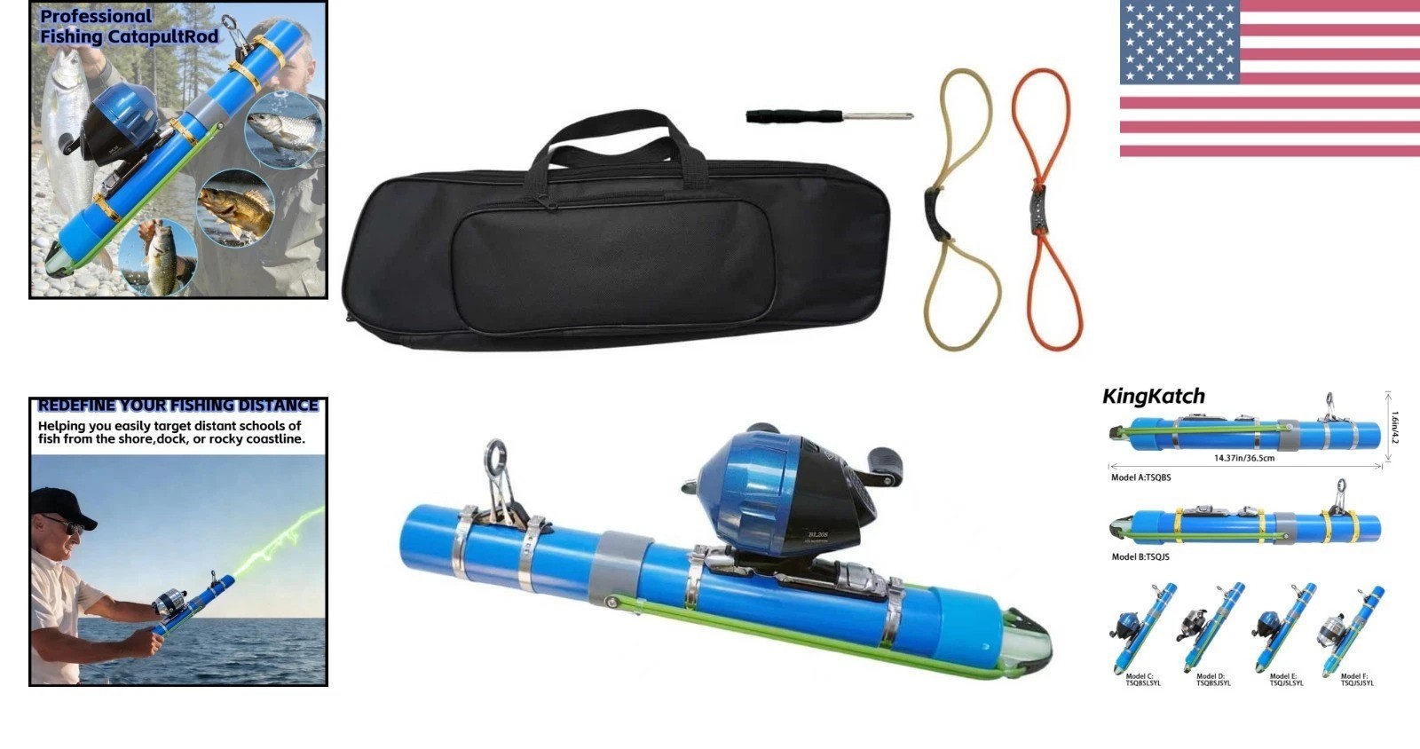Portable Fishing Catapult Rod, Durable & Lightweight Telescopic Lure & Bait L…