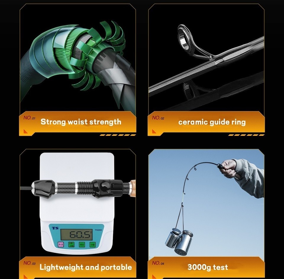 Portable Ice Fishing Rod Ultra-light Short Section 47cm 57cm 67cm Winter Rods