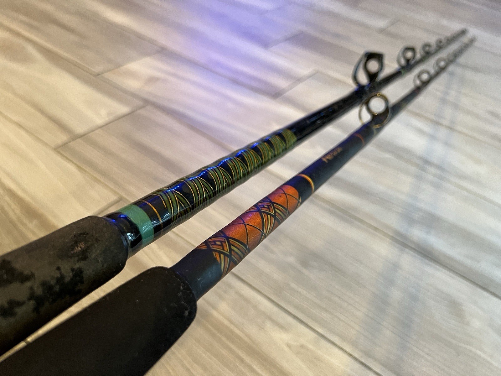Lot of 2 Conventional Fishing Rods Star Rods Aerial & Vtg Shimano TLD 70 Heavy