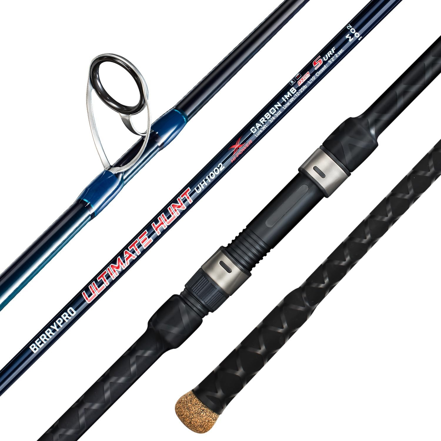 BERRYPRO Surf Spinning Rod Full Carbon Surf Fishing Rod with Fuji Guide (9’/10’/