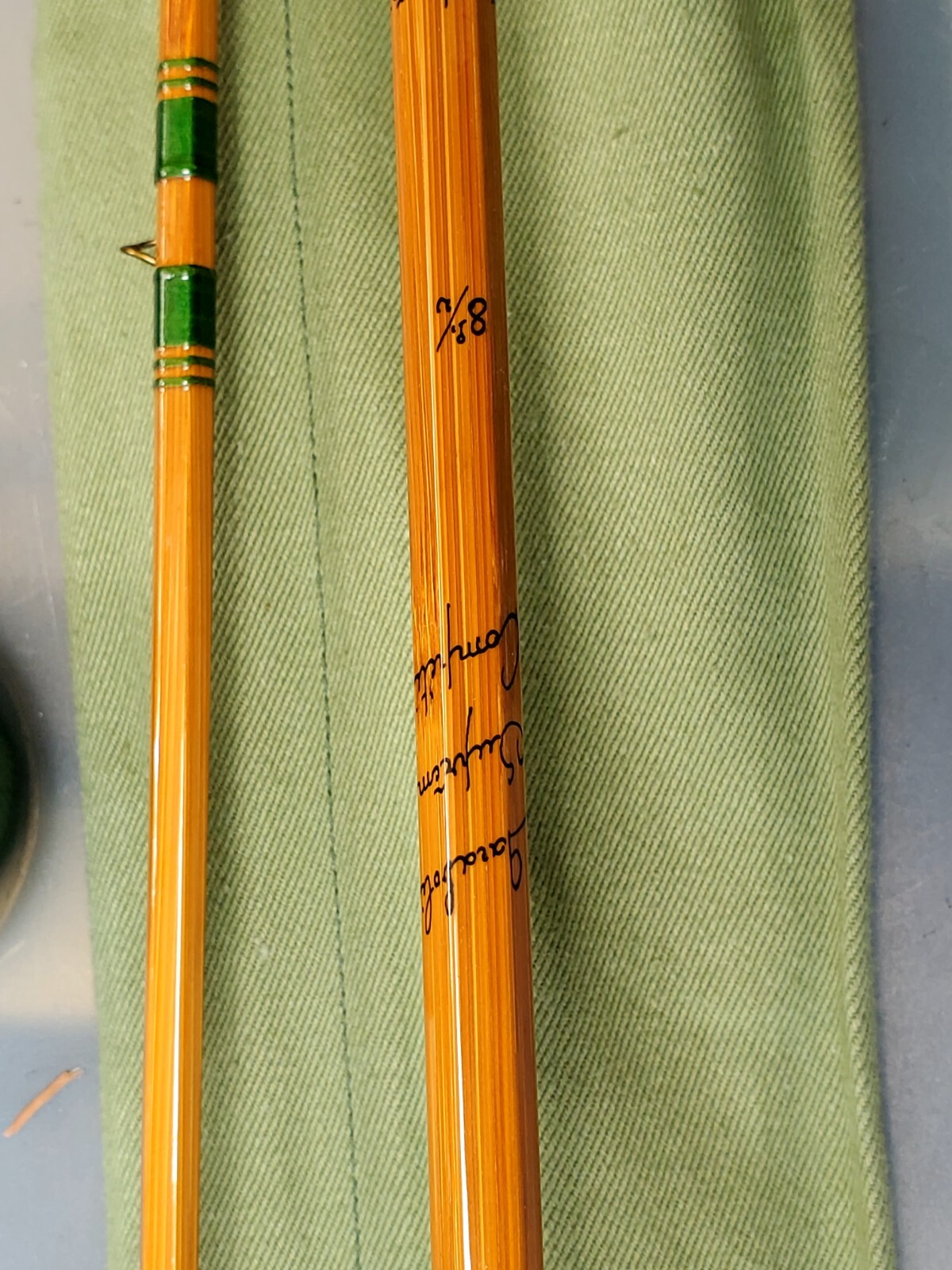 New Pezon Et Michel Bamboo Rod FRANCE 8’6″ 2pc w/2Fighting Buttons-tube-Sock