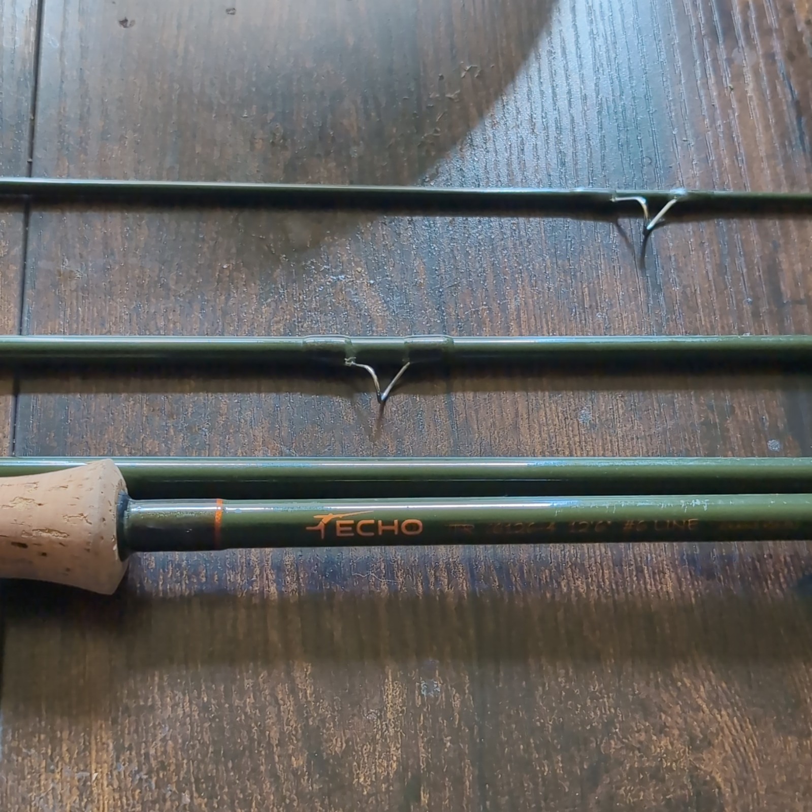 ECHO TR 6126 12’6″ 6wt 4pc Graphite Fast Action Fly Rod Green Cork