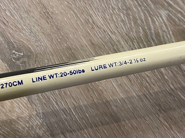 Okuma Tundra TU-902-65 9′ 2 Pc Surf Spinning Rod 20-50 lb Line 3/4-2-1/2 oz. Wt.