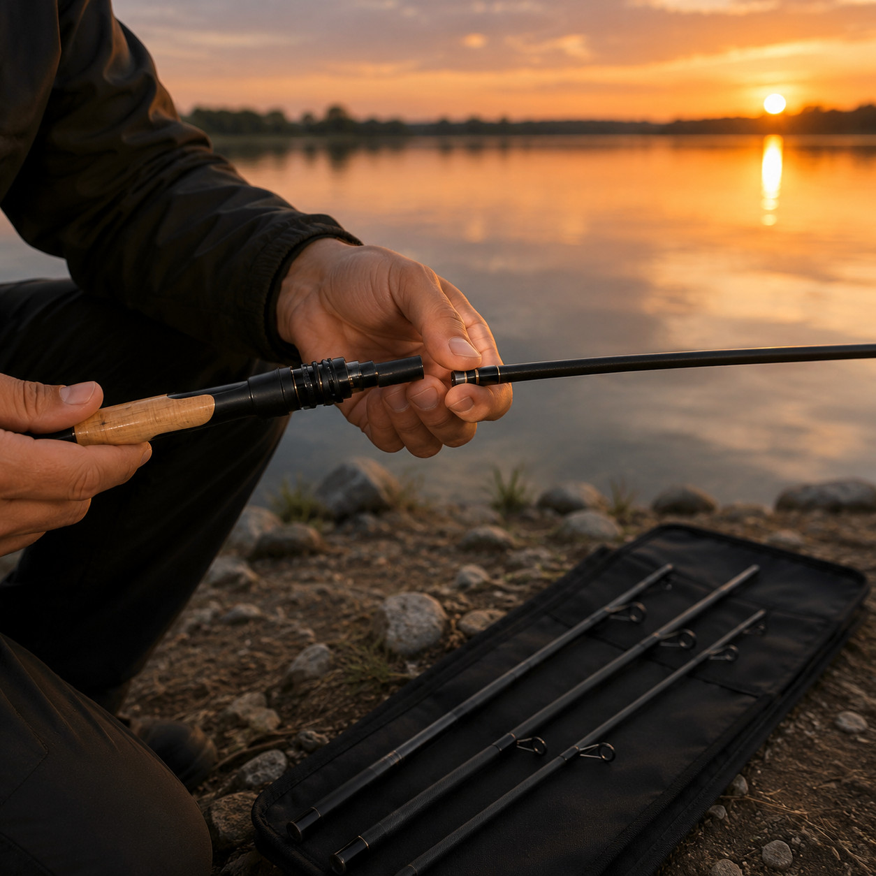 Carbon Fiber Bass Fishing Rod, ML Action Multi Piece Travel Fishing Rod