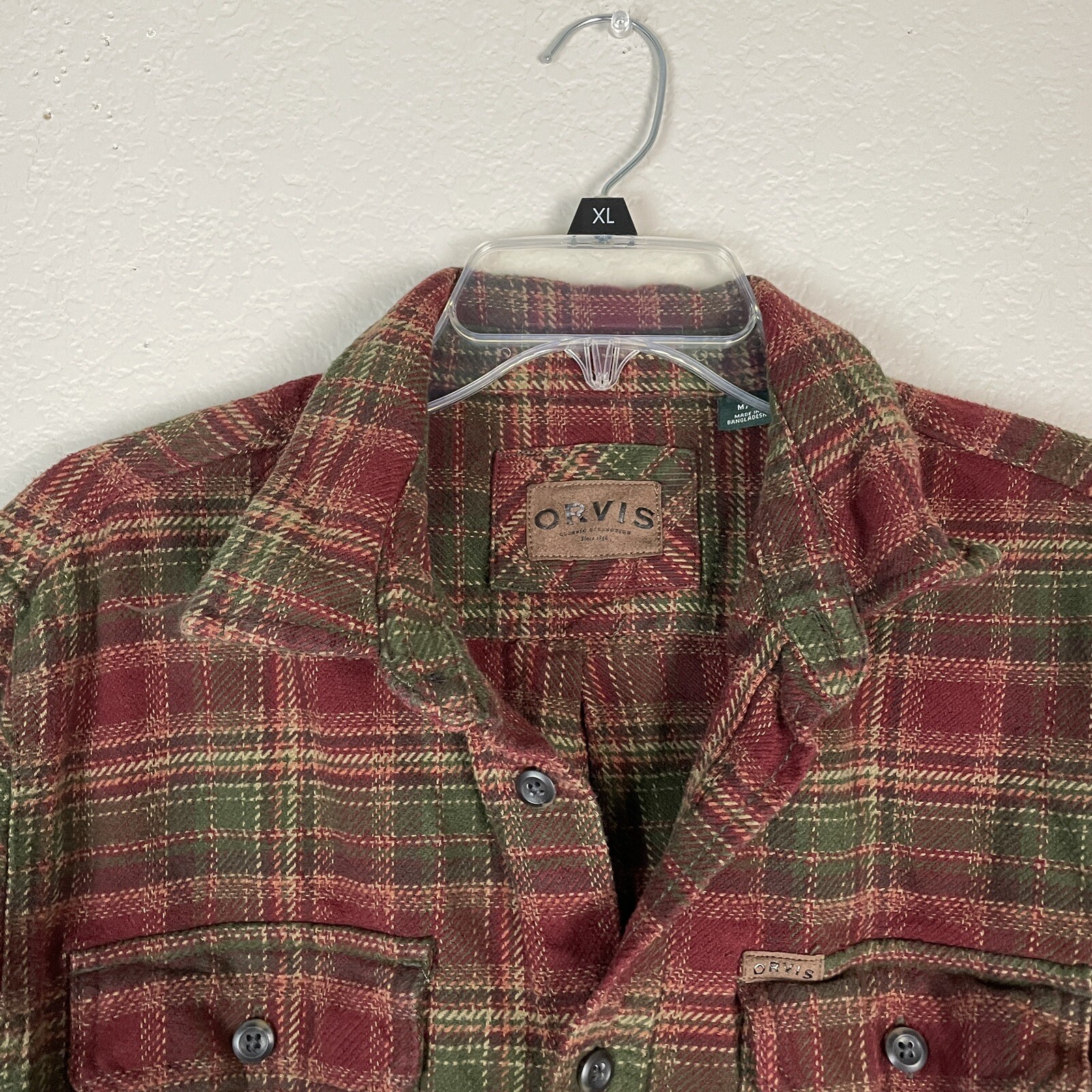 Orvis Plaid Flannel Shirt Mens Size Medium