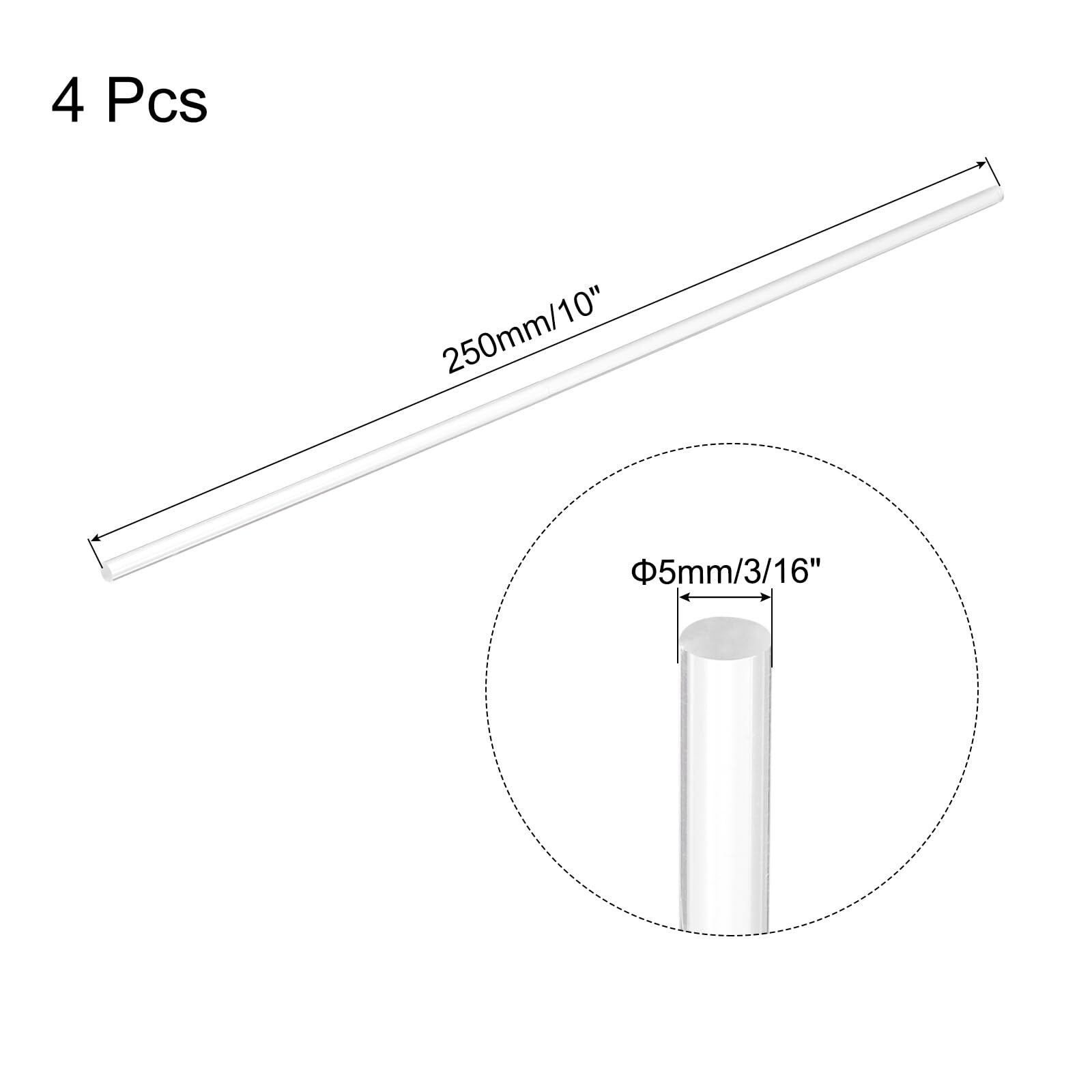 4 Pcs Acrylic Round Rods 3/16″ x 10″ Clear Acrylic Dowel Rods Sticks Acrylic …